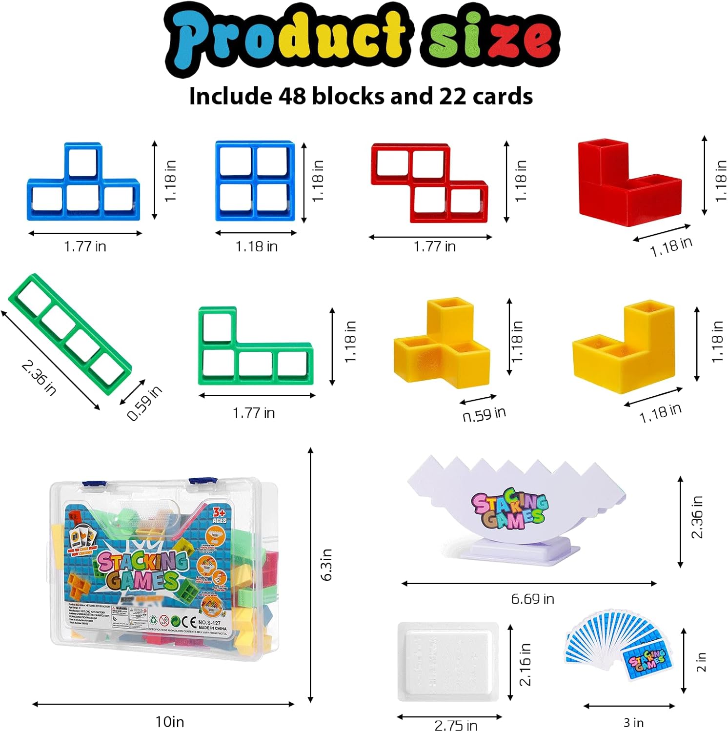 CERBONNY 48Pcs Tetra Tower Stacking Blocks Game, Board Games for Families, Parties, Travel and Team Building, Suitable for 1-4 Players Kids & Adults Toys - Image 4