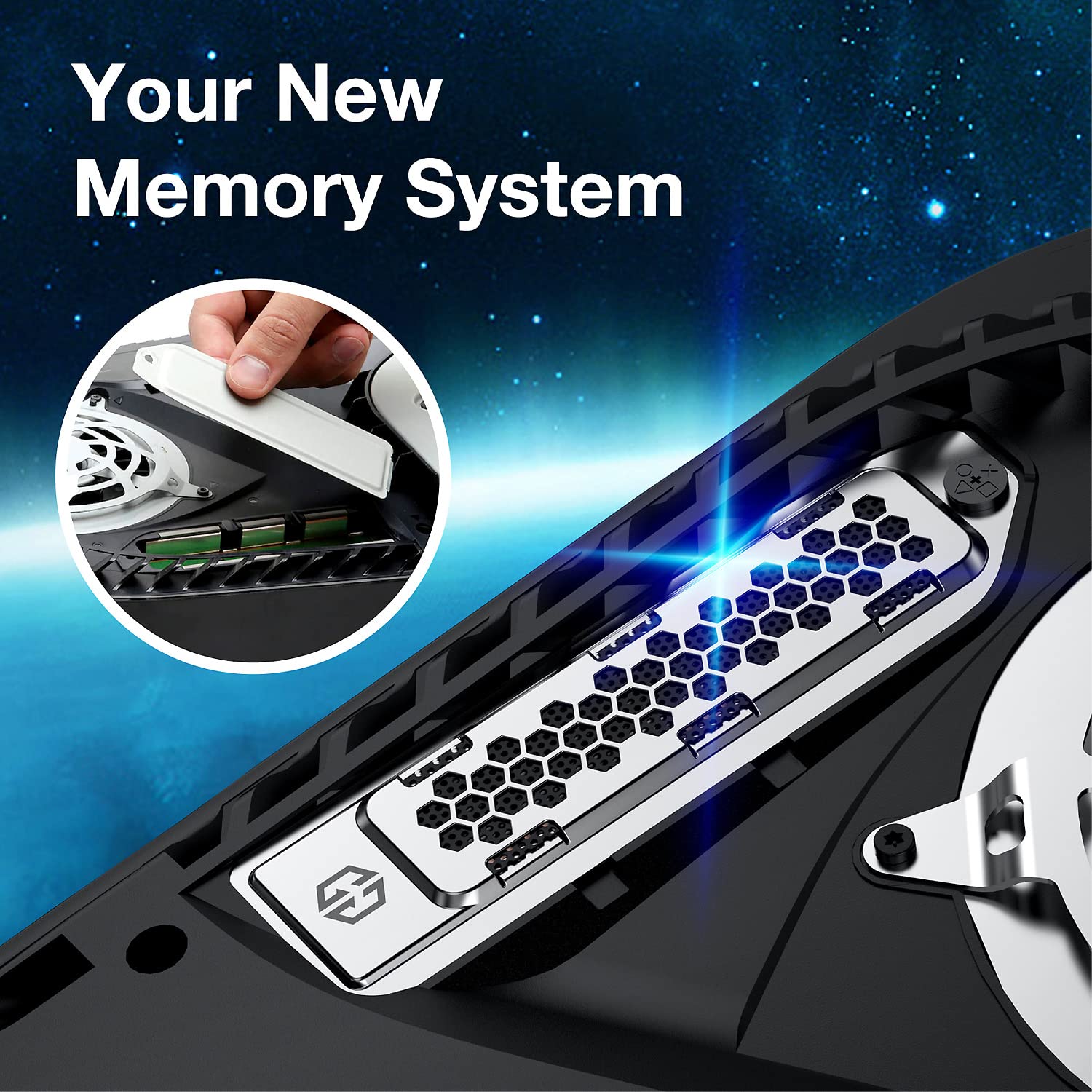 GRAUGEAR Metal Heat Dissipation Cover for PS5 M.2 SSD Expansion Slot | Fit for PlayStation 5 NVMe SSD w/Heatsink | New Breathable Cellular Hole | Cooling and Dust Proof (Silver) - Image 8