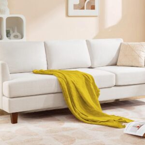 3 Seater Sofa Couch with Deep Seats, 89″ Mid Century Modern Upholstered Sofa with Armrests, Comfy Couches for Living Room, Bedroom, Apartment and Office (Beige)