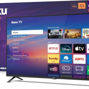 Roku Smart TV 2026 – 43-Inch Select Series, 4K HDR TV – RokuTV with Voice Remote – Flat Screen LED Television with Wi-Fi for Streaming Live Local News, Sports, & Movies – Bluetooth Headphone Mode