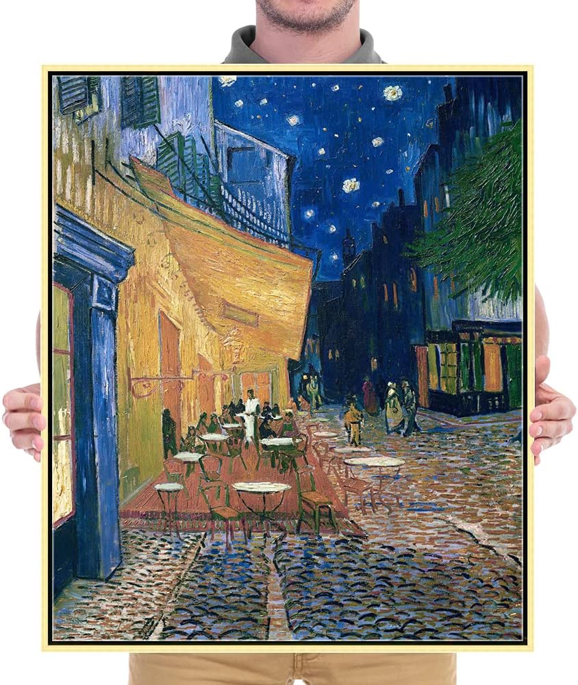 Wieco Art Framed Art Canvas Prints of Cafe Terrace at Night Canvas Prints Wall Art by Van Gogh Paintings Reproduction Abstract Artwork for Wall Decor Golden Frame VAN-0060_5060-GF - Image 8