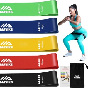Exercise Resistance Bands for Working Out Set of 5 for Women and Men, Stretch Bands for Exercise, Physical Therapy, Arms Legs Workout, Stretching, Home Fitness