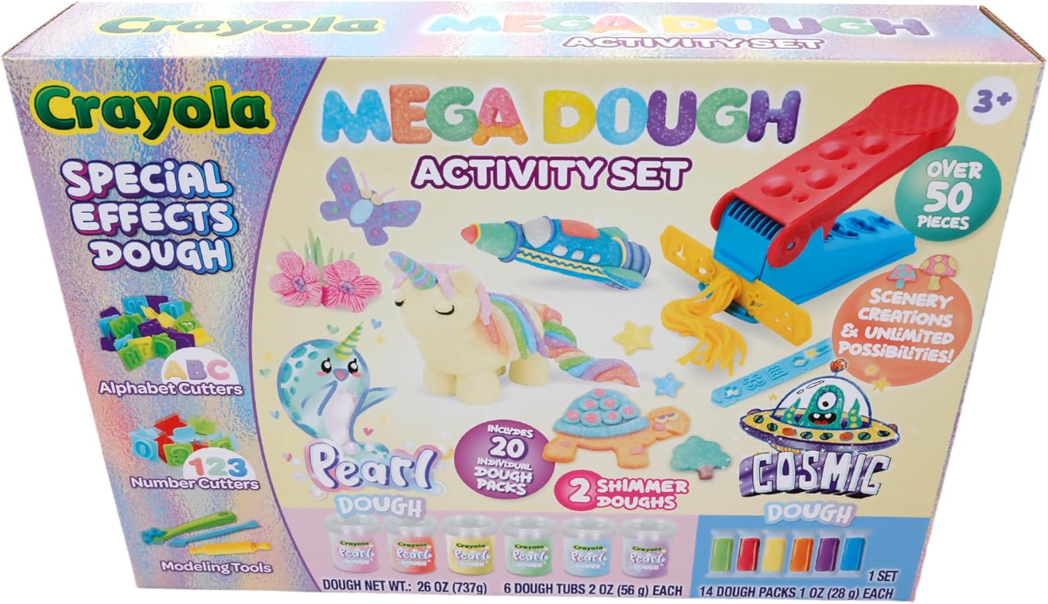 Crayola Silly Scents Mega Dough Activity Kit - Fidget Toys & Sensory Toys for Kids - 50+ Pieces Including Scented Dough, Alphabet & Number Cutters - Ideal Creative Play - Image 2