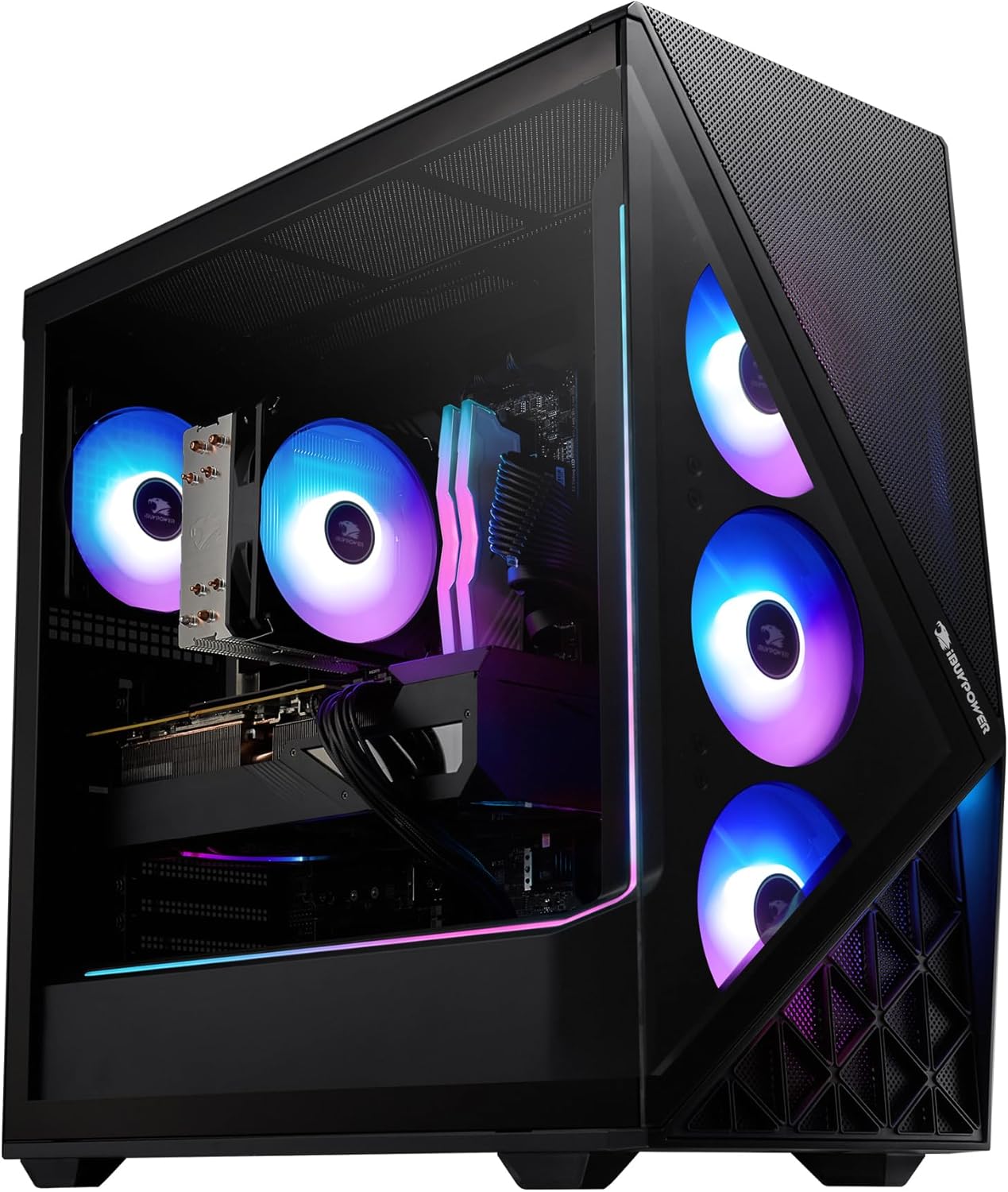 iBUYPOWER Slate Black Gaming PC Desktop Computer AMD Ryzen 7 7700 CPU, NVIDIA GeForce RTX 5060 8GB GPU, 32GB DDR5 RGB 5200MHz RAM, 1TB NVMe SSD, Windows 11 Home, Gamer Keyboard, Mouse - SBA7N5602 - Image 2