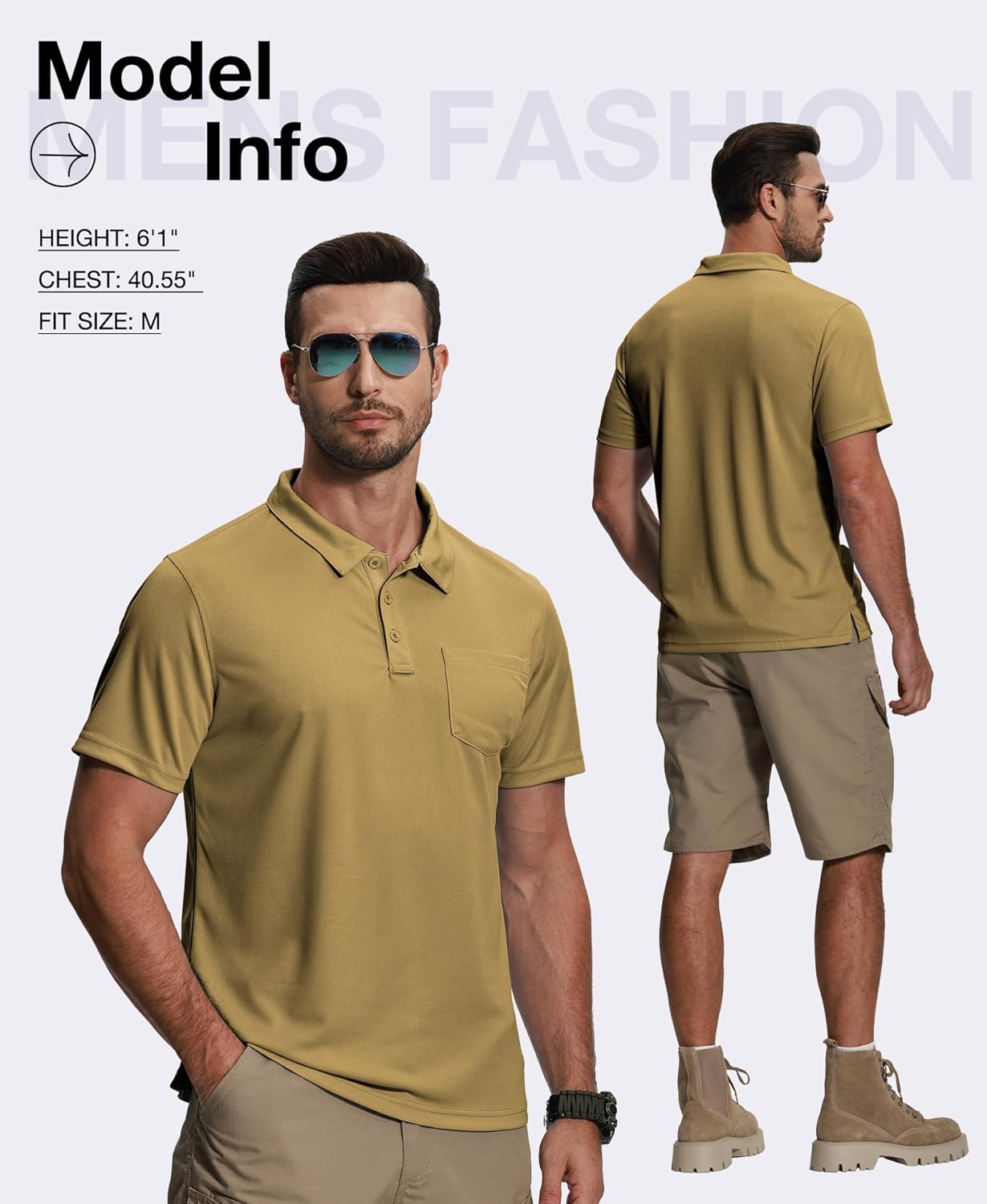 ZITY 5 Pack Polo Shirts for Men with Pocket Dry Quickly Short Sleeve Athletic Outdoor Work Collared Shirts - Image 3