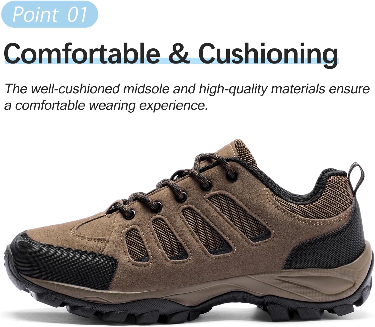 Men's Hiking Shoes Walking Sneakers Outdoor Workout Footwear Non Slip Comfortable Lightweight Breathable Trekking Backpacking Trail Running - Image 2