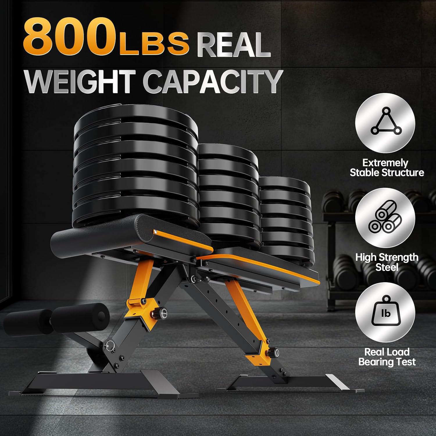 YAMO Adjustable Weight Bench for Full Body Workout, Foldable Workout Bench of Home Gym, Bench Press Strength Training, Incline Decline Flat Utility Workout Bench with Quick Folding Space Saving - Image 2