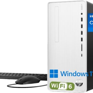HP Pavilion Tower Desktop Computer, Intel 8-Core i7-10700F up to 4.8GHz, 16GB DDR4 RAM, 1TB PCIe SSD, GeForce GT 610 2GB, WiFi 6, Bluetooth, RJ-45, Type-C, KB & Mouse, White, Windows 11 Pro (Renewed)
