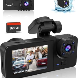 Dash Cam Front and Rear, 4K Full UHD Dash Camera for Cars,Car Camera Built-in 32GB Card, WDR, HDR, G-Sensor, 2.0”IPS HD Screen, Loop Recording