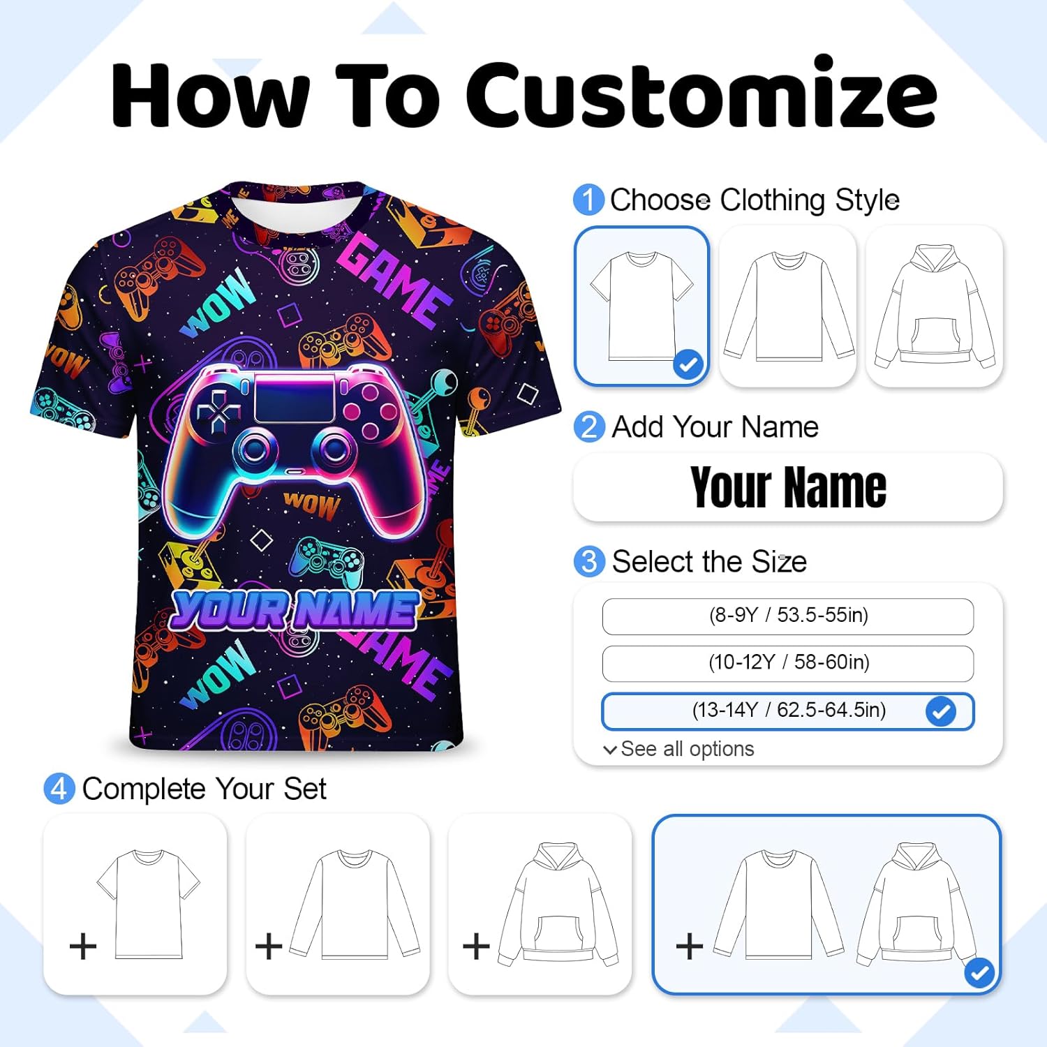 Boys Custom Name T-Shirt Kids Ages 4-14 | Personalized Graphic Tee Soft Breathable Polyester Durable for School Play - Image 3