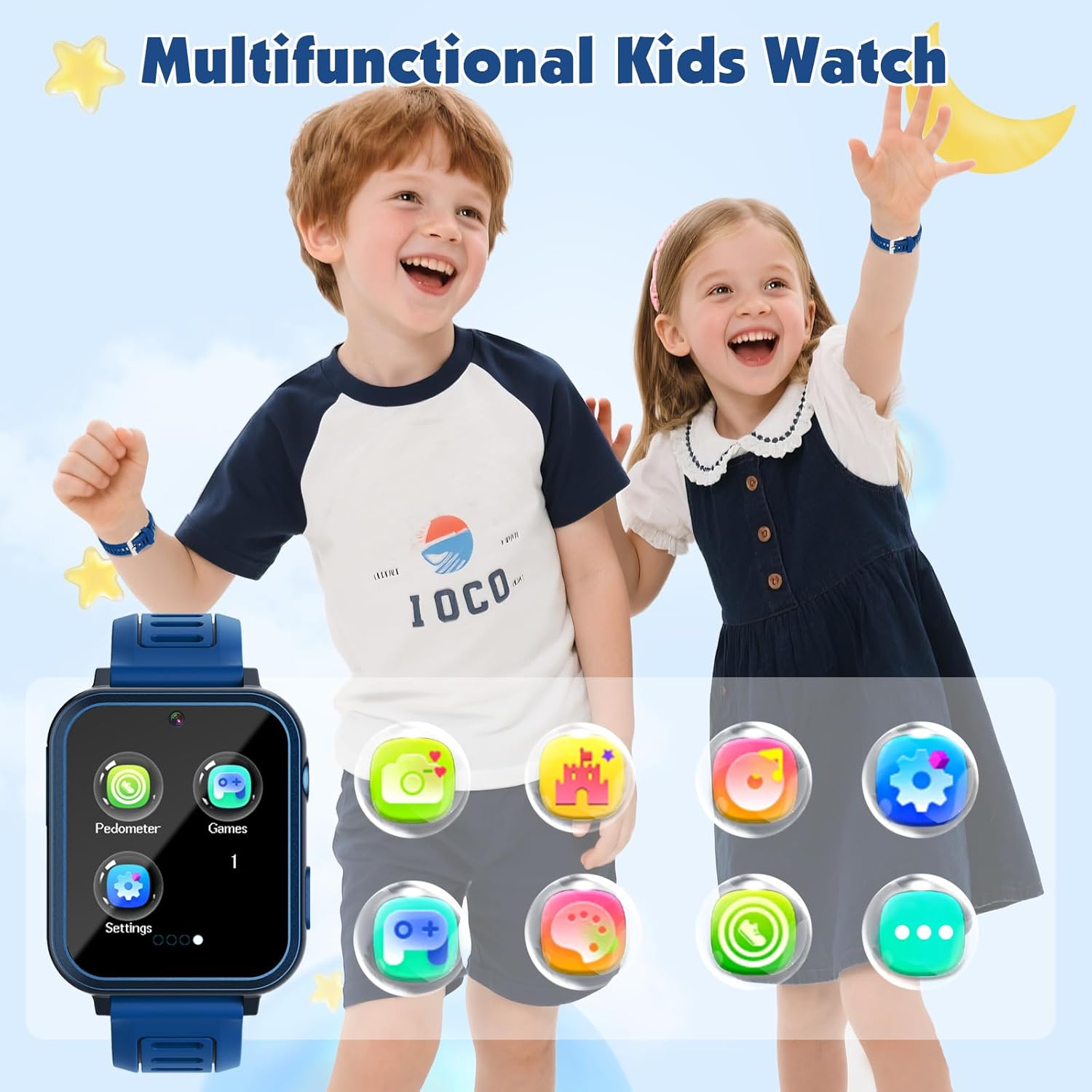 Smart Watch for Kids Game Watch with 39 Educational Games HD Camera, Habit Tracking, Music, Alarm Clock, Calculator, Calendar, Flashlight, Suitable for Children's Toys Aged 3-12 (Blue) - Image 2
