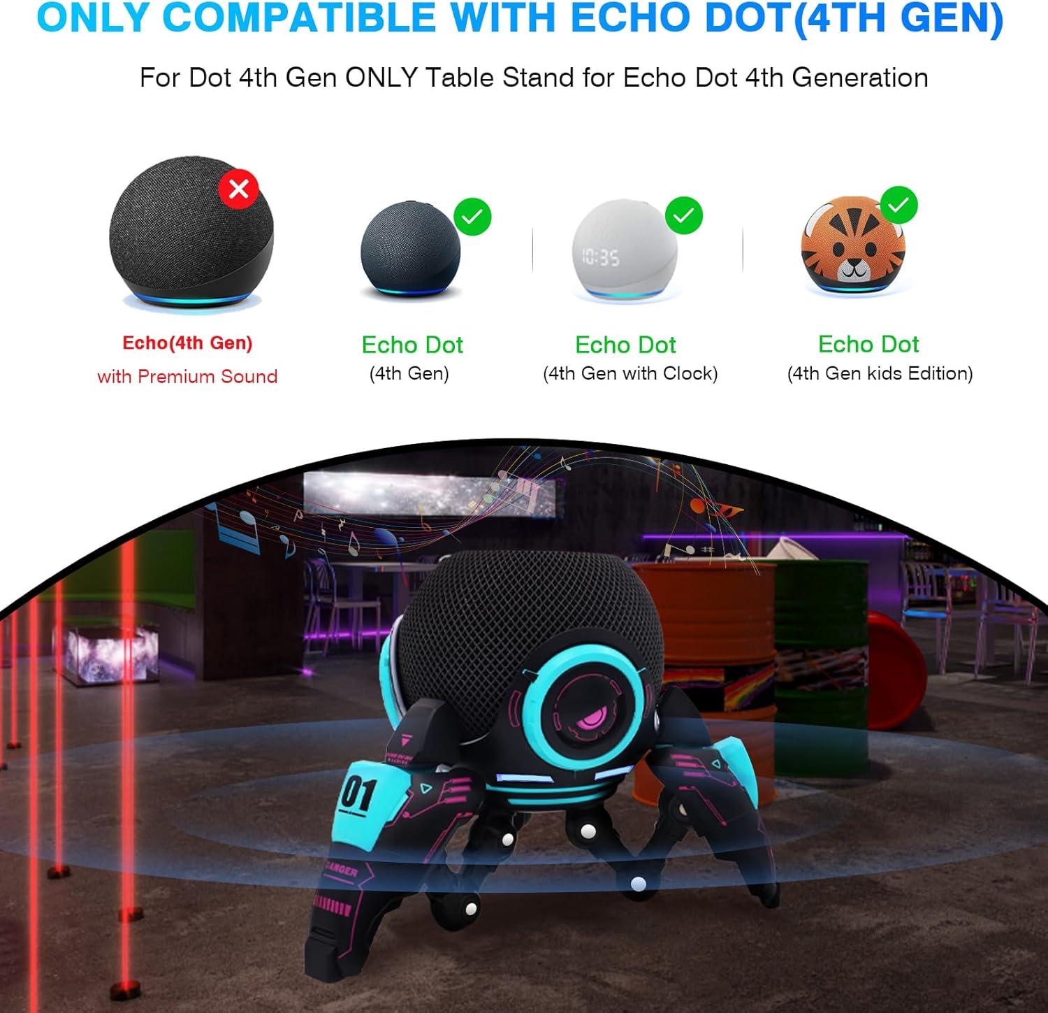 Echo Dot Stand,Table Stand Decorative Holder for Echo Dot (4th & 5th Generations) or Homepod Mini,Bracket can be Adjusted arbitrarily Posture (Black) - Image 2