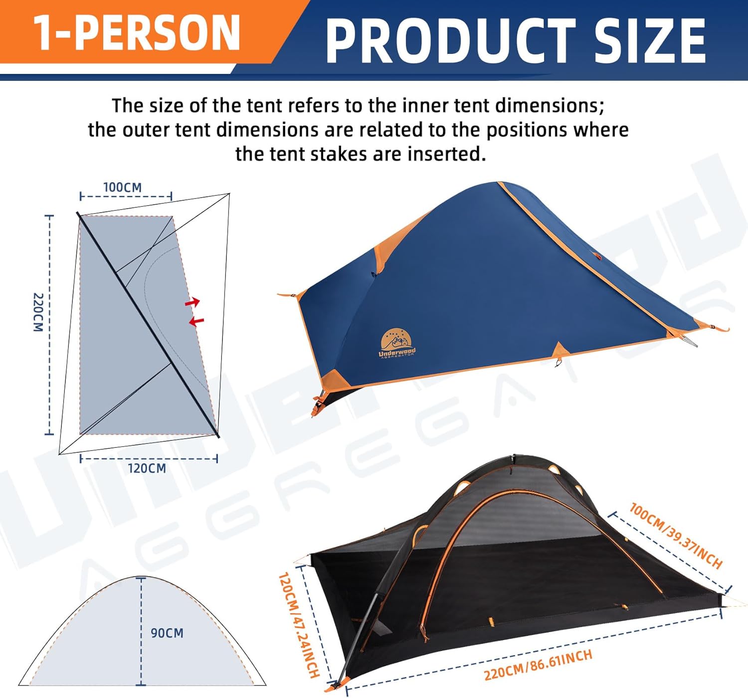 1 Person Backpacking Tent for Camping - Ultralight Waterproof Outdoor One Person Tent, Windproof Rainproof Compact Single Pole Shelter for Camping, Hiking, Hunting Travel by Underwood Aggregator - Image 3