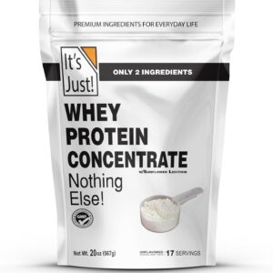 It’s Just! – 100% Whey Protein Concentrate, GLP-1 Friendly, Made in USA, No RBST/rBGH Hormones, Premium WPC-80, No Added Flavors or Artificial Sweeteners (1.25 Pound, Unflavored)