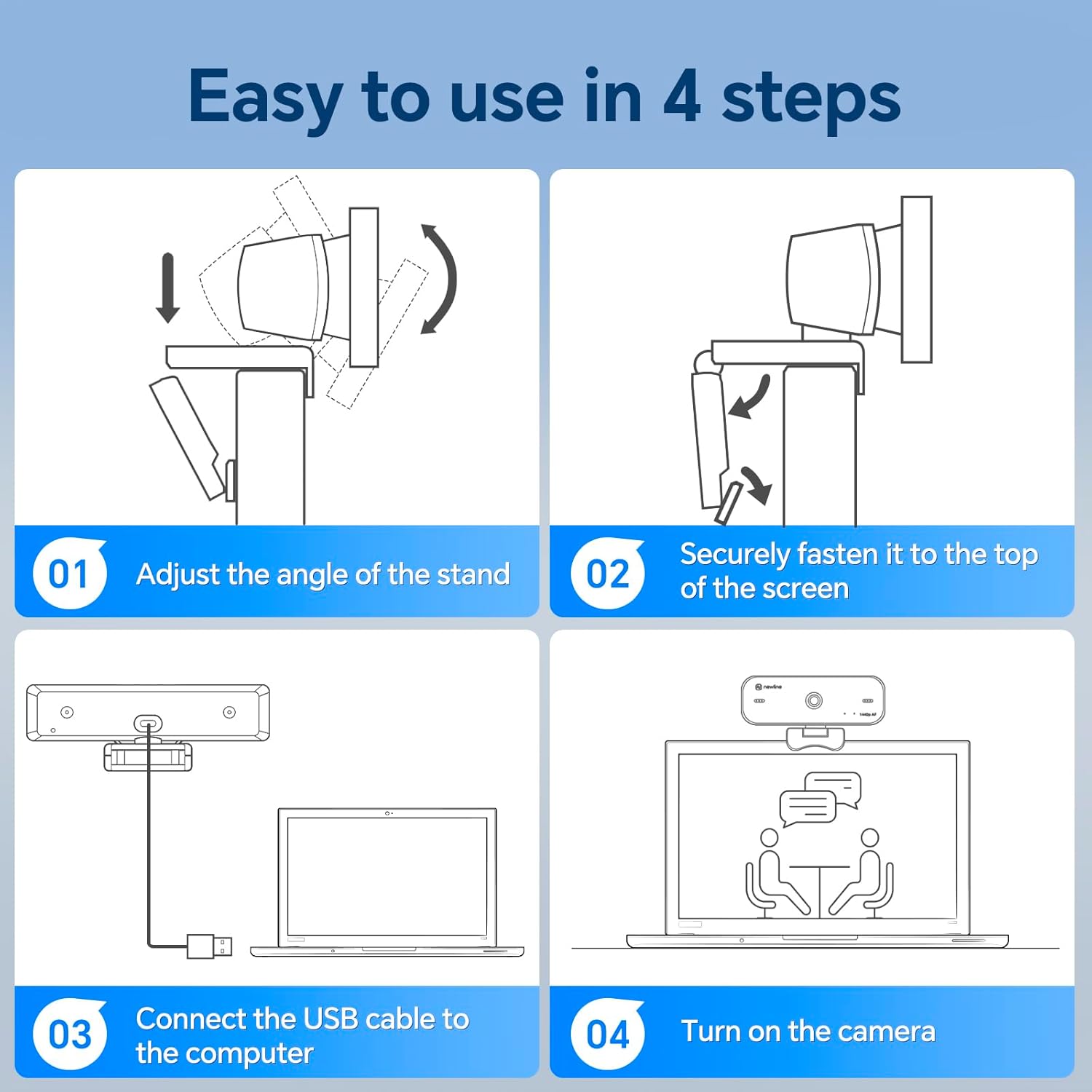 N newline 4K Webcam for PC, 4K UHD USB Webcam with Microphone, New Upgraded Auto Focus, Low Distortion, Privacy Cover, PC Camera for Zoom, Skype, Teams, Laptop, Conferencing, Calling, NewEye 60s - Image 7