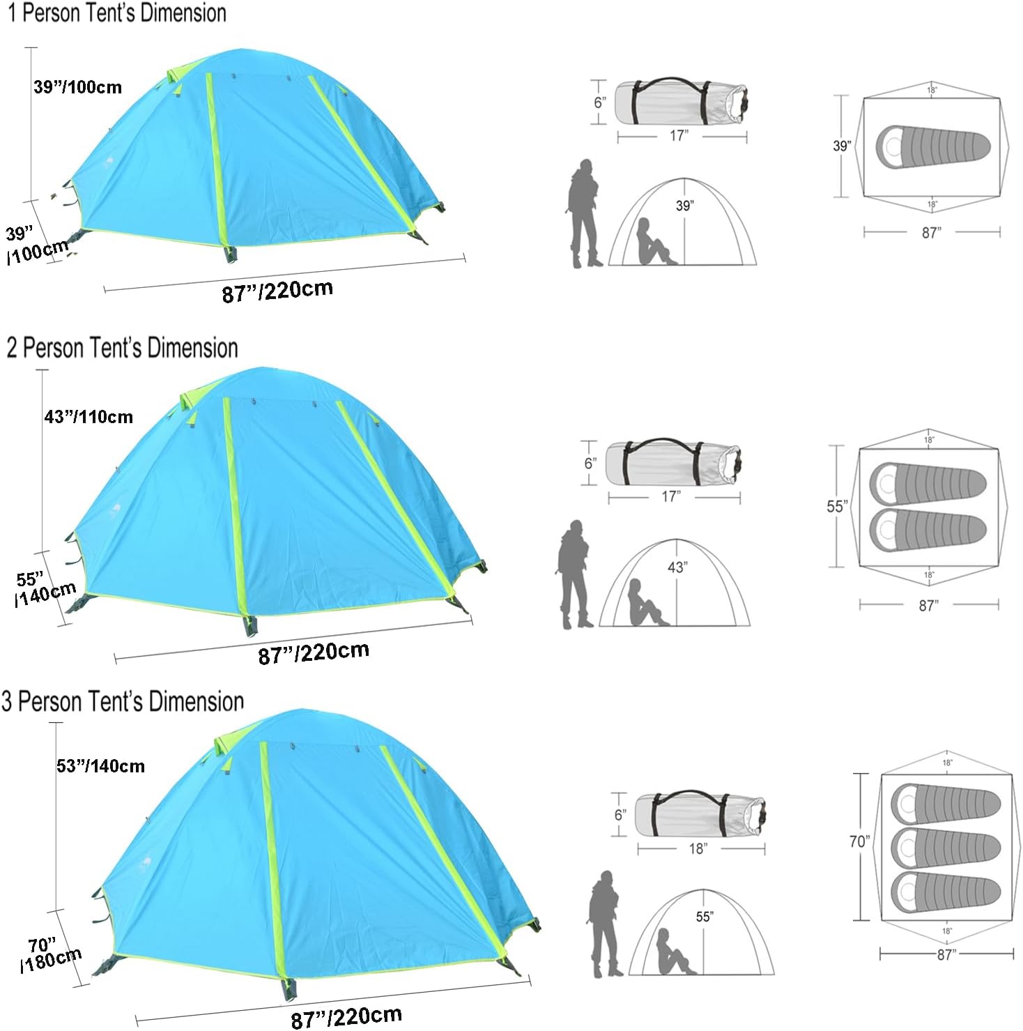 DESERT & FOX Camping Tents 1/2/3 Person,Outdoor Lightweight Backpacking Tent Waterproof 3 Season Tent for Family Hiking Hunting Mountaineering Travel - Image 3