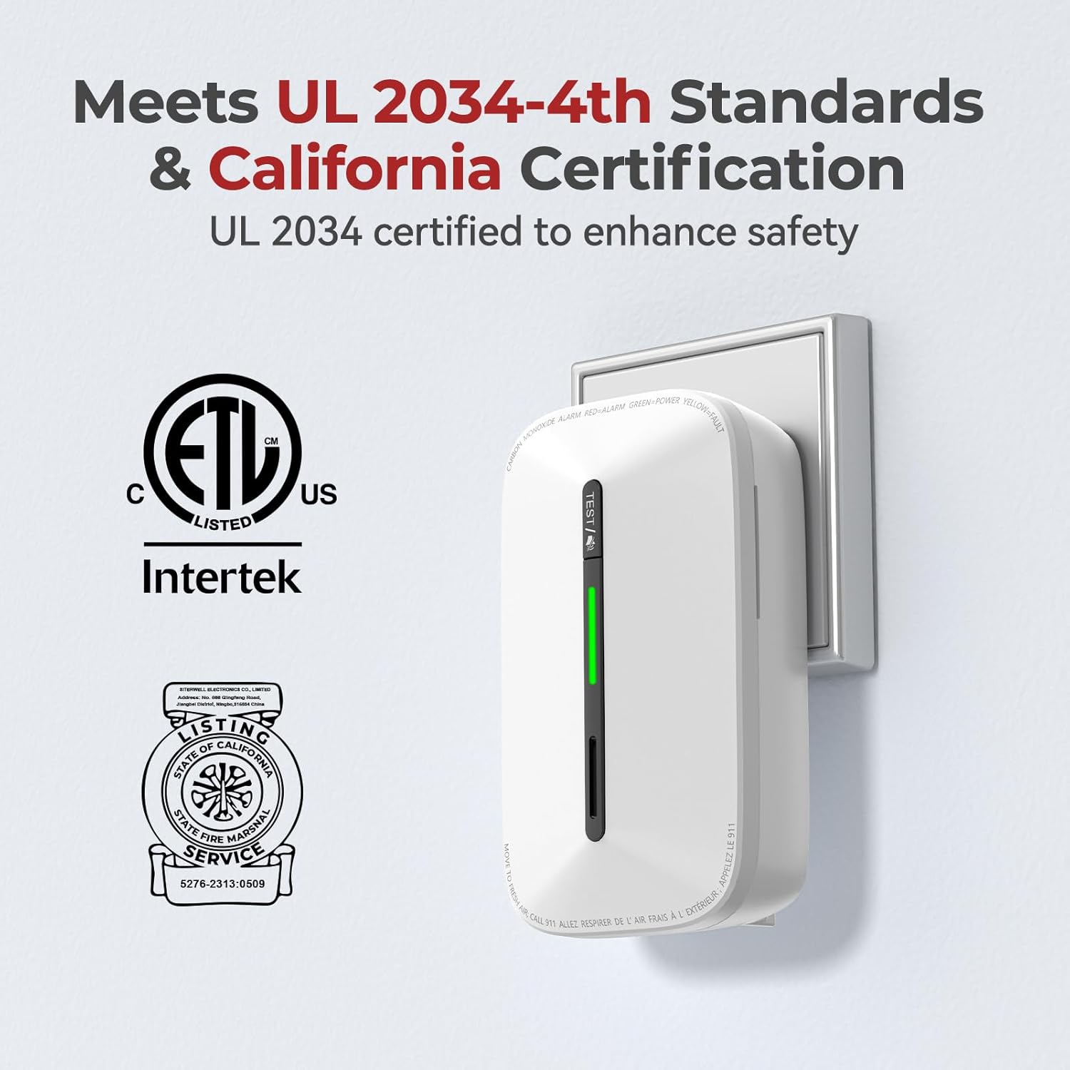 Carbon Monoxide Detectors Plug in,10 Year Replaceable Battery Operated Co Monitor Alarm,Plug and Play Co Detector,Portable Carbon Monoxide Detector for Home,Traval,RV,Hotel GS846A 1 Pack - Image 2