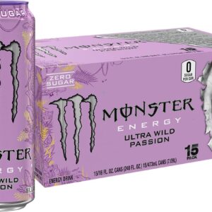 Monster Energy Ultra Wild Passion, Sugar Free Energy Drink, 16 Ounce (Pack of 15)