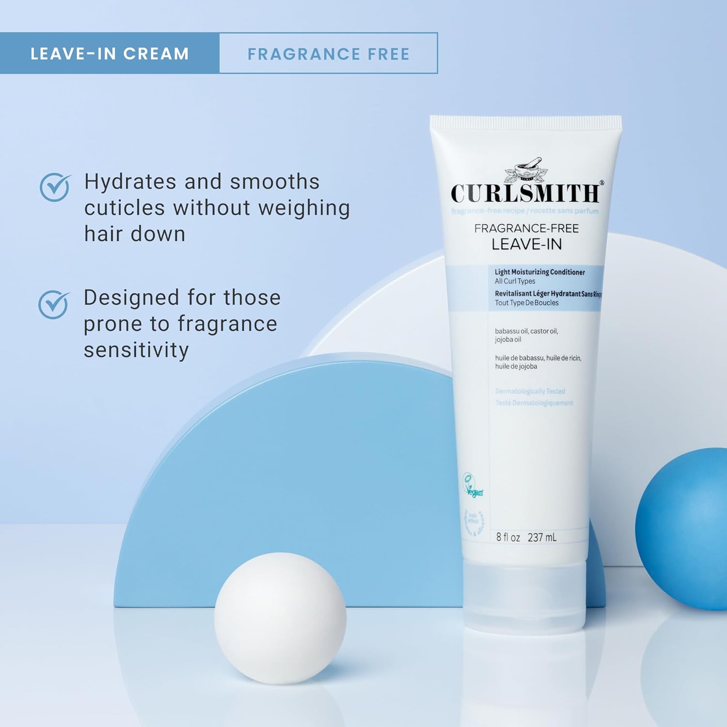 CURLSMITH Fragrance-Free Leave-In Conditioner - Hydrates and Smooth Cuticles, Lightweight Texture for Silky-Soft Curls (8 oz) - Image 6