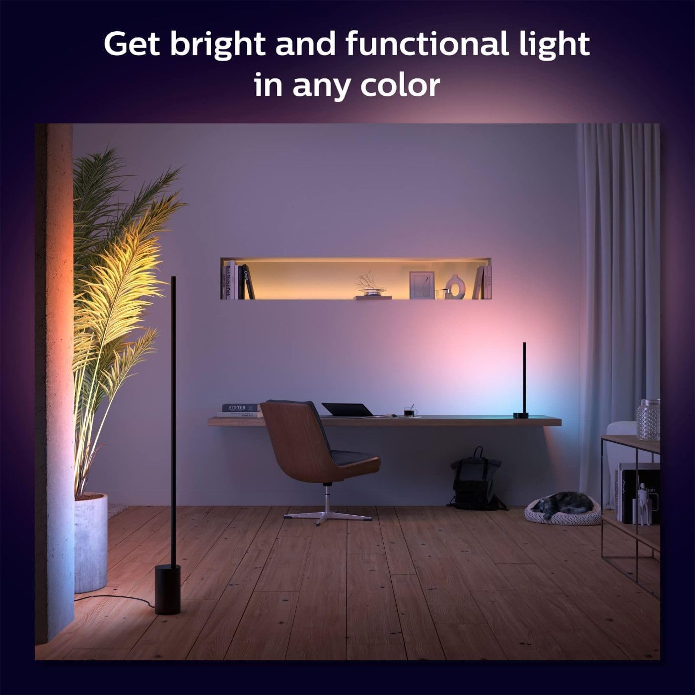 Philips Hue Signe Smart Color Changing Floor Lamp, Black, White and Color Ambiance, Pack of 1, Control with Hue App, LED Floor Lamp Compatible with Alexa, Google Assistant, and Apple Homekit - Image 5