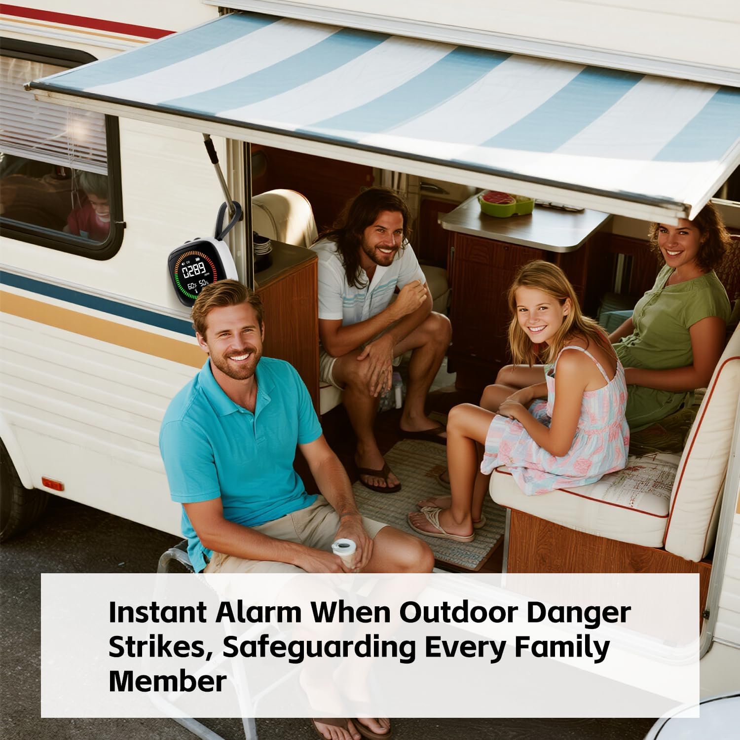 3-in-1 Carbon Monoxide Detectors Battery, Travel, Portable CO Detector, RV CO Alarm Temp/Hum Sensor, Rechargeable CO Monitor, for Home, Car, Travel, Camping-White - Image 2