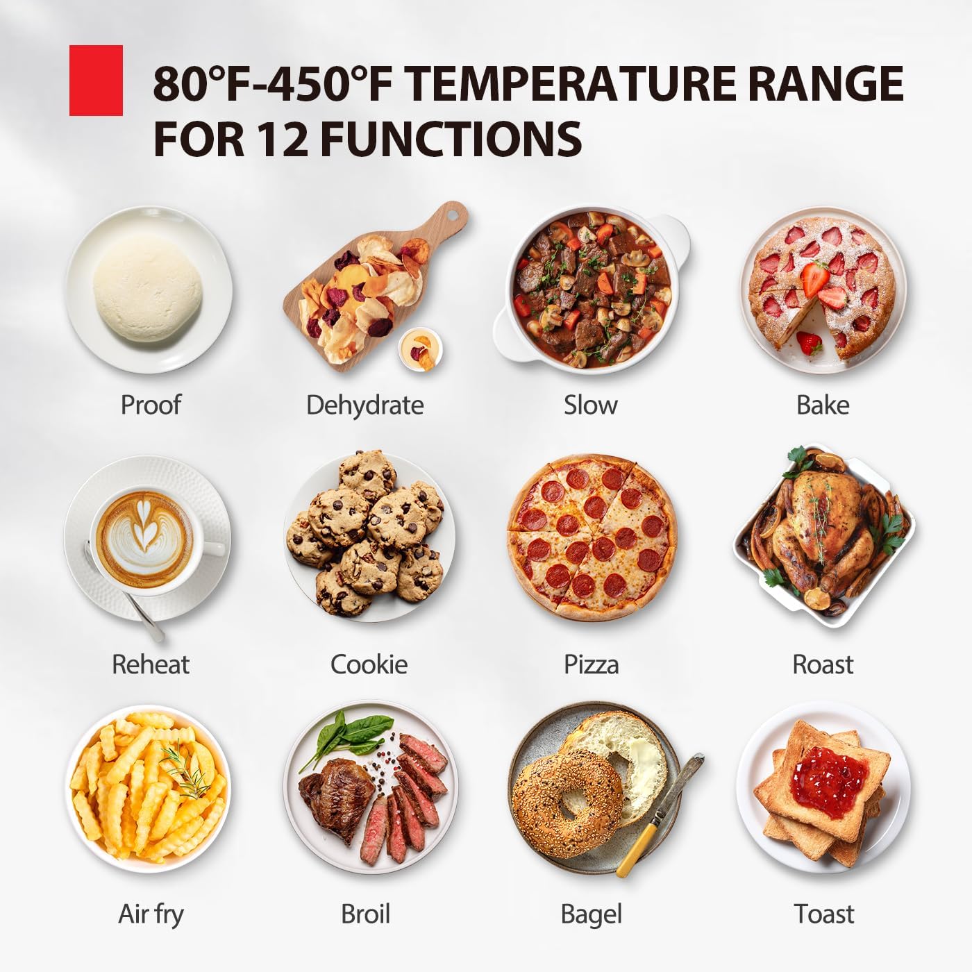 TOSHIBA ChefFry Air Fryer Toaster Oven Combo, 12-in-1 Convection Countertop Oven, 34QT / 32L Large Capacity, 1750W, Master Pizza Modes Design with Exclusive Dual-Temp Tech - Image 5