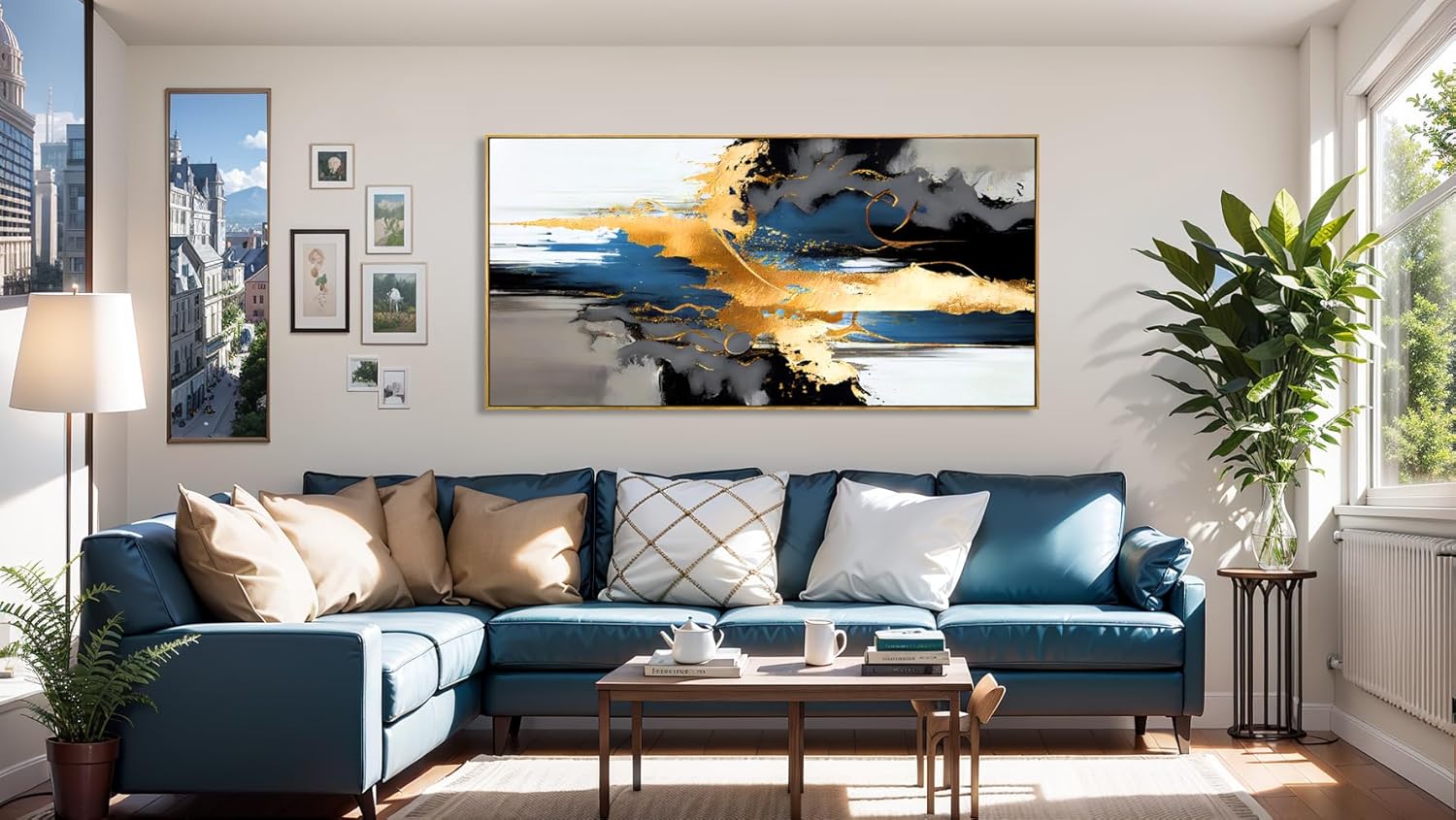 Wall Art Abstract Wall Art Prints Canvas Painting Black Yellow Blue Modern Large Artwork for Living Room Bedroom Office Home Decor 30"x60" with Framed - Image 9