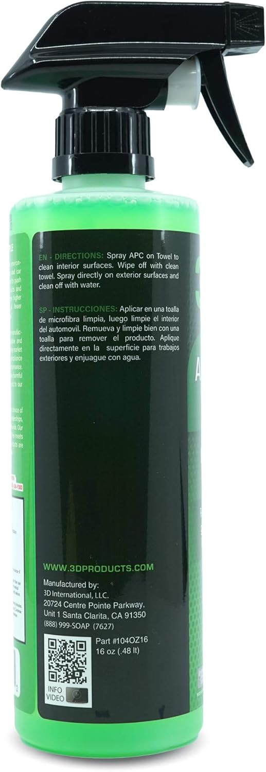 3D All Purpose Cleaner – High-Performance Interior & Exterior Car Cleaner for Vinyl, Leather, Plastic, Fabric, Carpet & More - 16 oz - Image 2