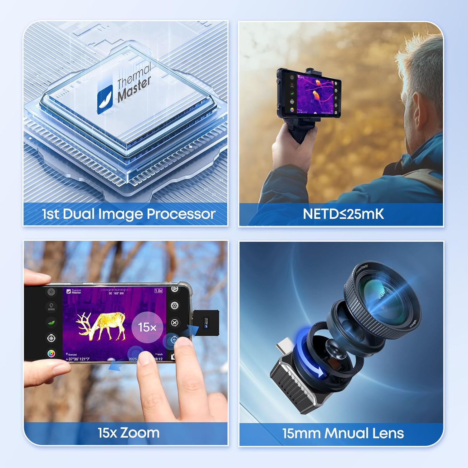 T2 Max Thermal Vision for Android, 512x384 Super Resolution Thermal Monocular with 50Hz, Hotspot Tracker, 15mm Manual Lens, 15x Digital Zoom, Grey - Image 7