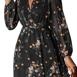 CUPSHE Women’s Mini Dresses Casual Spring V Neck Chiffon Long Peasant Sleeves Flowy Spring Dress