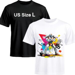 Joyclub 2 PCS Black & White Blank t Shirts Bulk Crew Neck Short Sleeve Plain Polyester Undershirt Tee for DIY Daily Wear