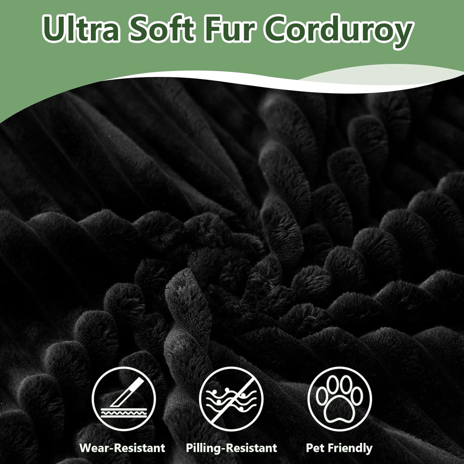 107" Cloud Couch Modular Sectional Sofa for Living Room, U-Shape Boneless Couch with Deep Seat, Modern Corduroy 3-Seater with Ottoman, No Assembly Required (Black,Left-Facing Chaise) - Image 9