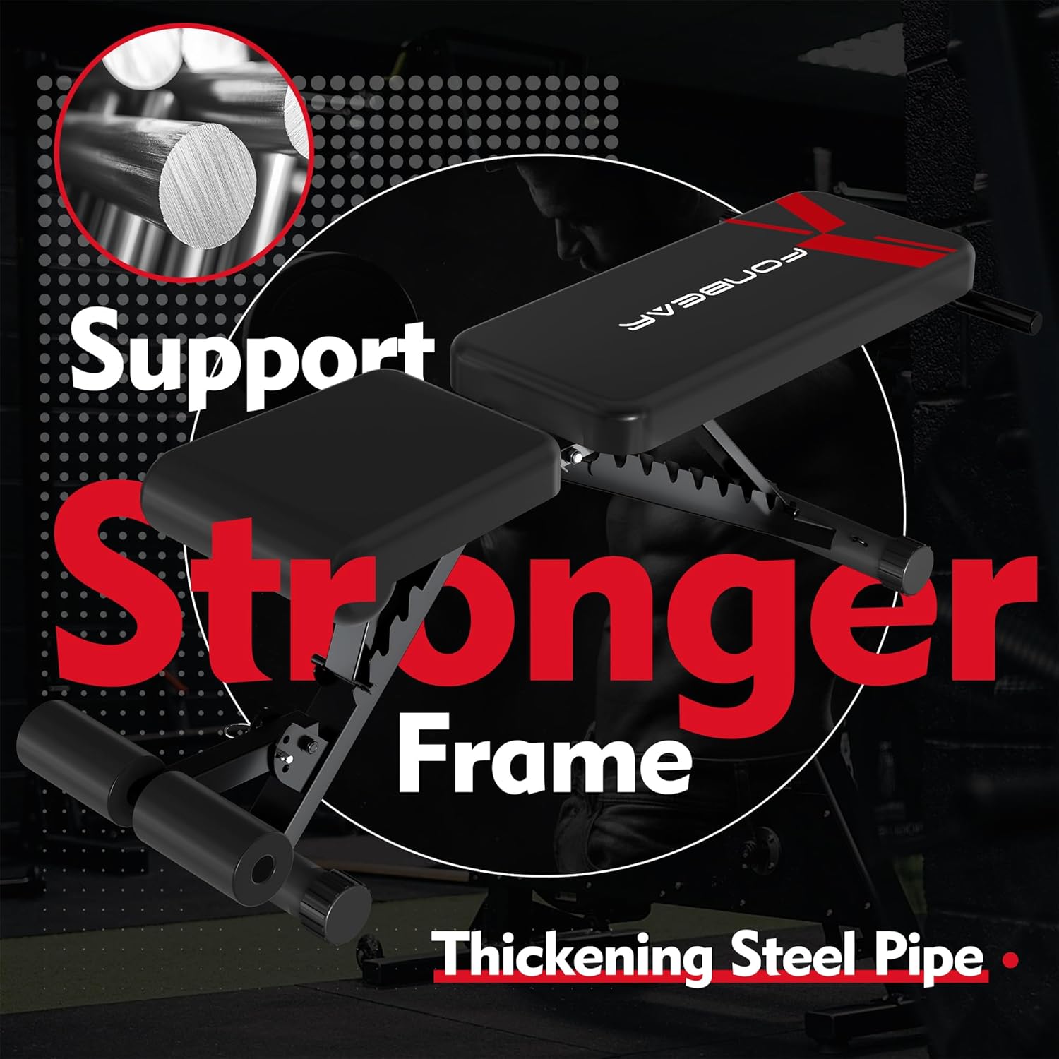 FONBEAR Adjustable Weight Bench, 660LBS Foldable Workout Bench for Full Body Strength Training, Multifunctional Bench Press Incline Decline Bench - Great for Beginners and Professional Use - Image 5