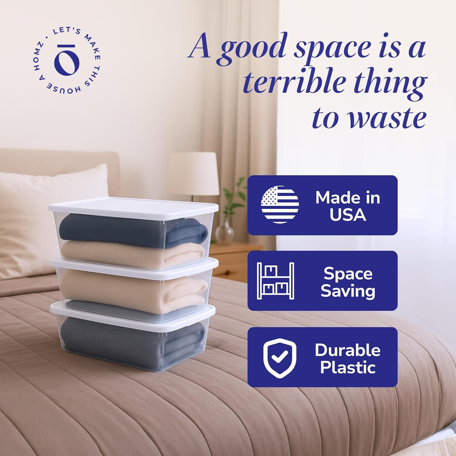 HOMZ 10-Pack Snaplock, Small Clear Plastic Storage Organizer Bins w/ Lids, 6 Quart, White - Stackable Container Boxes for Bedroom, Bathroom, Garage, and Office Organization - Image 5