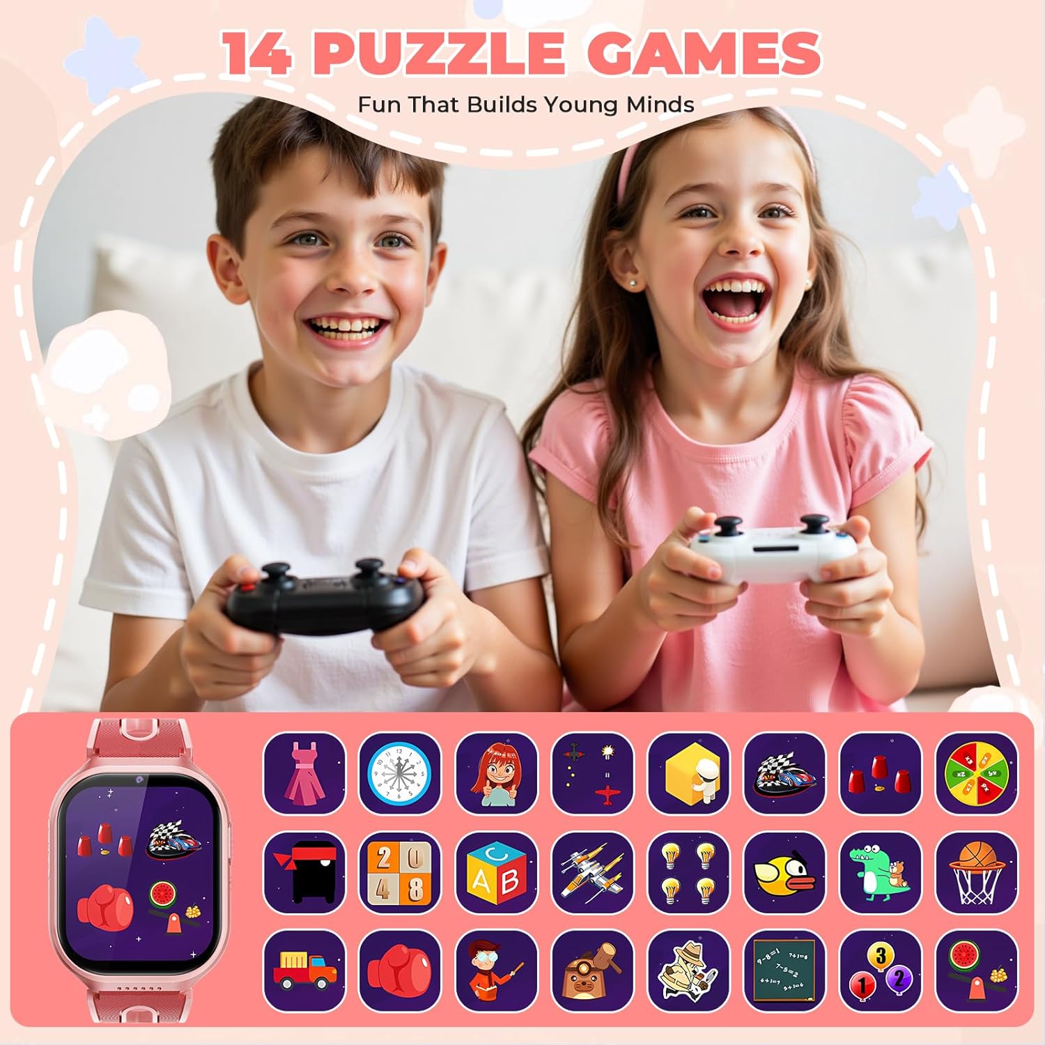 Smart Watch for Kids, No App, 14 Games, 1.83'' Touchscreen, Bedtime Stories, Alarm Clock, Camera, Music Player, Pedometer, Video & Audio Recording, Toys for Boys Aged 3-12, Gift for Teenagers, Red - Image 5