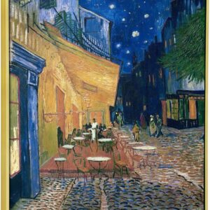 Wieco Art Framed Art Canvas Prints of Cafe Terrace at Night Canvas Prints Wall Art by Van Gogh Paintings Reproduction Abstract Artwork for Wall Decor Golden Frame VAN-0060_5060-GF