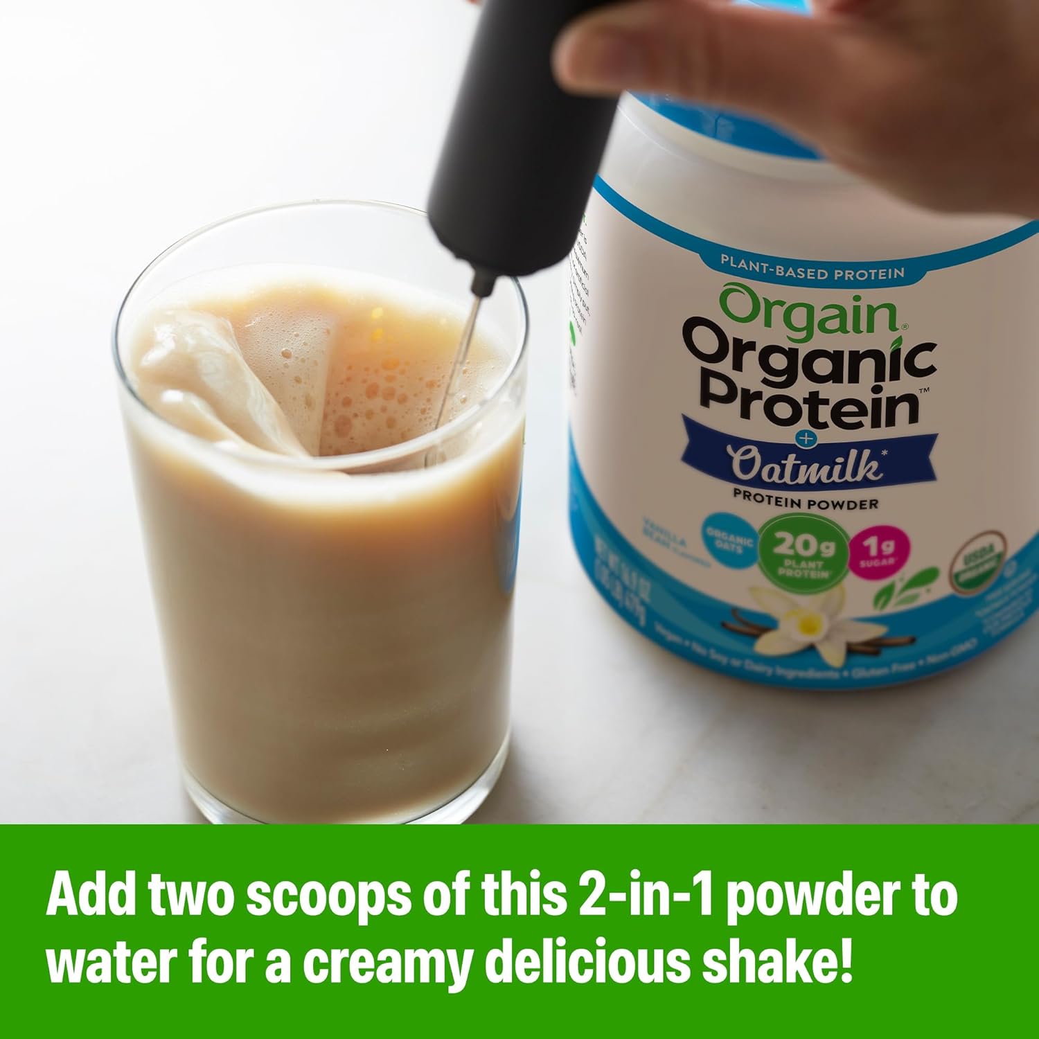 Orgain Organic Vegan Protein Powder + Oat Milk, Vanilla Bean - 20g Plant Based Protein, Gluten Free, No Dairy, Soy or Lactose Ingredients, Low Sugar, Non-GMO, Kosher, For Shakes & Smoothies - 1.05lb - Image 5