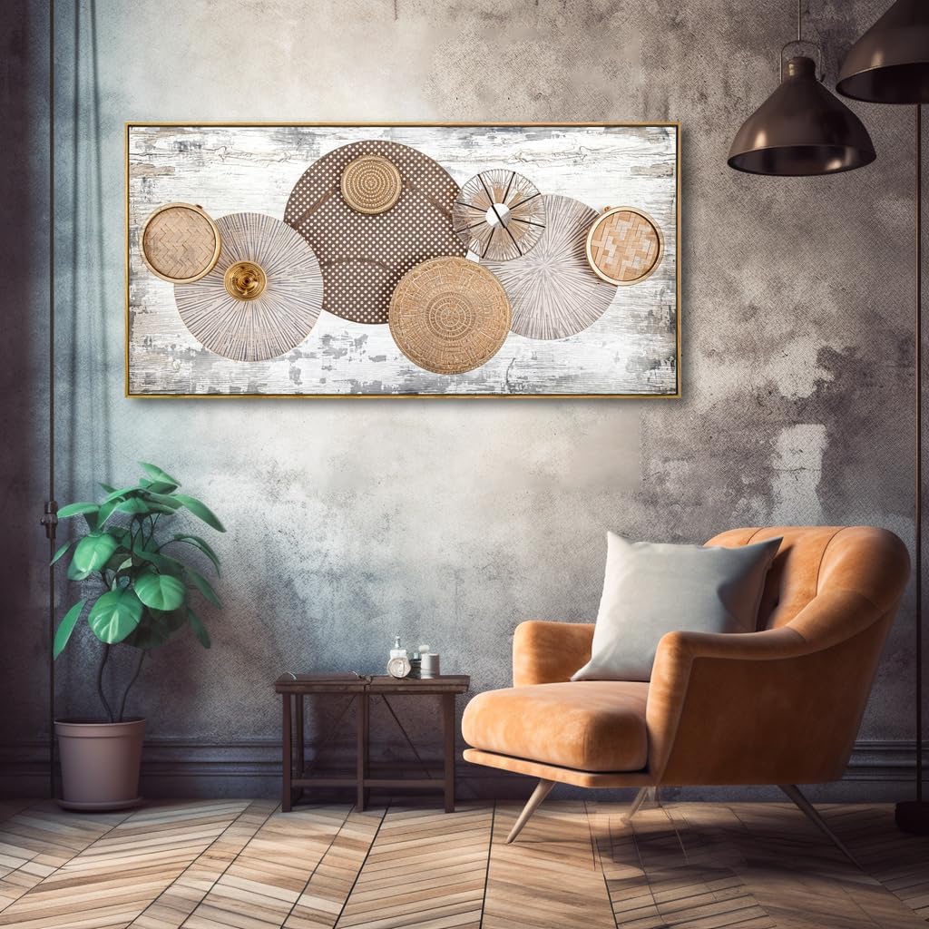 Wall Art Floral Rustic Wall Decor Yellow and White Canvas Painting Abstract Wall Art for Bedroom Living Room Dining Room Home Office Decor 20"x40" with Framed - Image 2