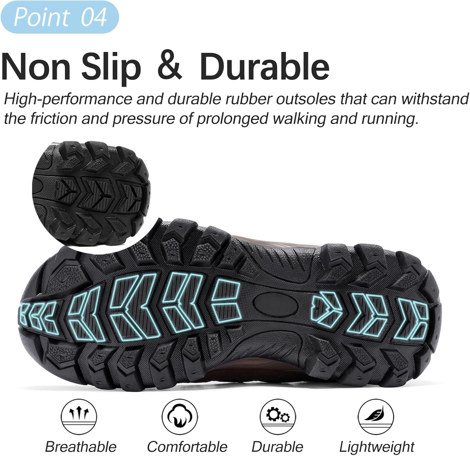 Men's Hiking Shoes Walking Sneakers Outdoor Workout Footwear Non Slip Comfortable Lightweight Breathable Trekking Backpacking Trail Running - Image 5