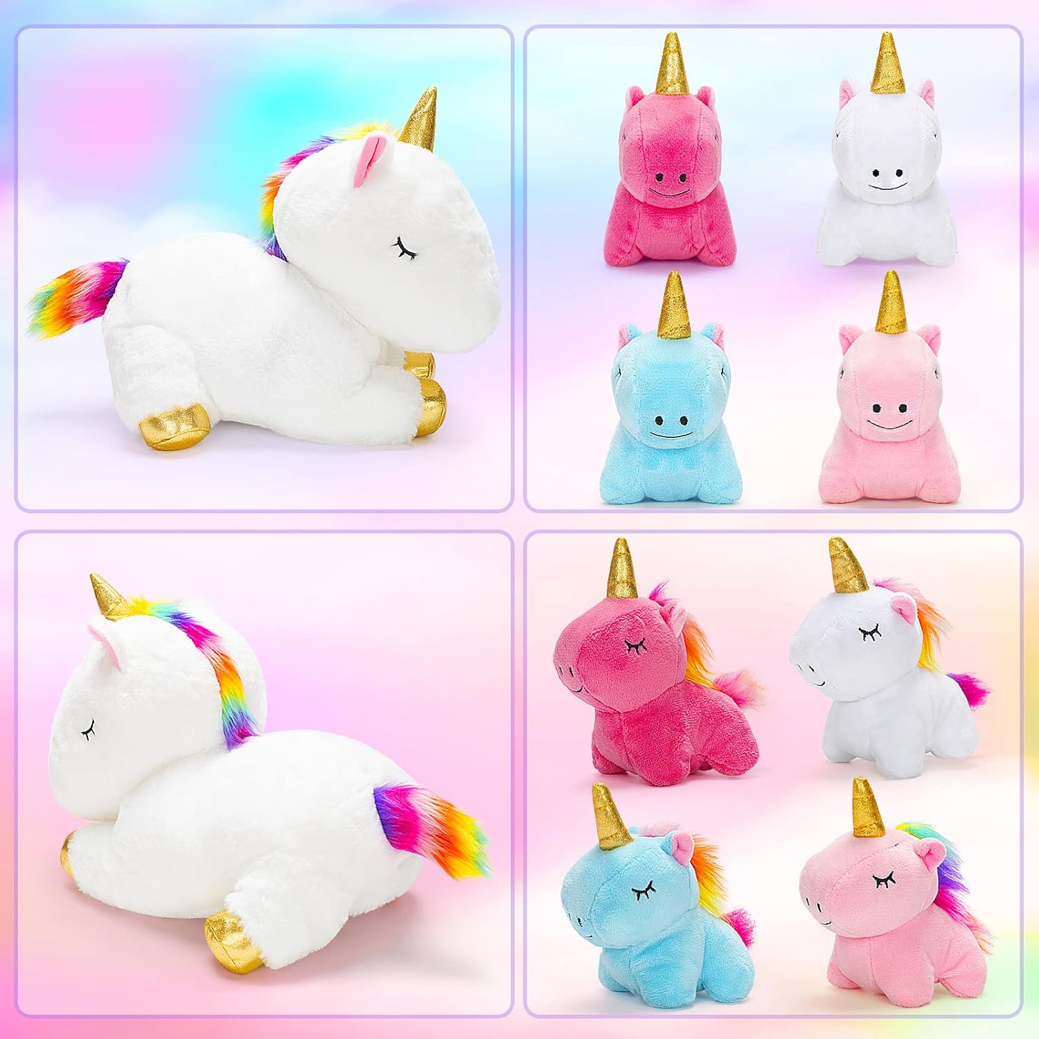KMUYSL Toys for Girls Ages 0 1 2 3 4 5 6 7 8+ Years - Unicorn Mommy Stuffed Animal with 4 Baby Unicorns in Her Tummy, Soft Unicorn Plush Toys Set, Christmas Birthday Gifts for Baby, Toddler, Kids - Image 4