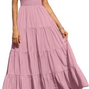 PRETTYGARDEN Women’s 2026 Casual Loose Plain Maxi Sundress Smocked Tank Dress Sleeveless Spring Beach Tiered Long Dresses