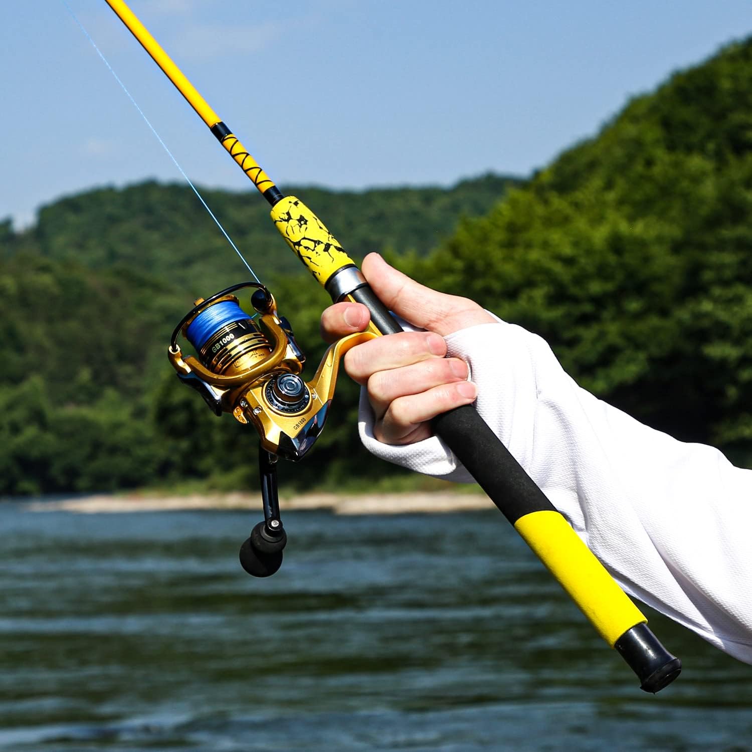 Sougayilang Spinning Reel and 2-Piece Fishing Rod Combo, Durable Graphite & Fiberglass Rod, Split-Grip Cork Handle,Right/Left Handle Position - Image 7