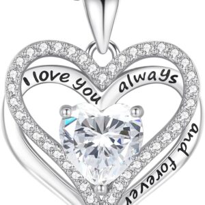 S925 Sterling Silver Necklace for Women, Wife Jewelry Rose Gold, Mom Birthday Valentines Mothers Day Gifts, Girlfriend Necklaces, Daughter Heart Jewel, Anniversary for Her