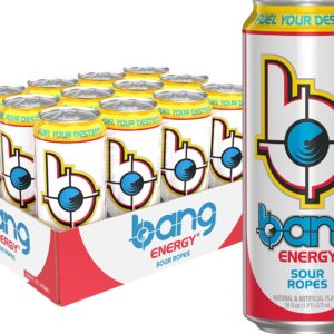Bang Energy Sour Ropes, Sugar-Free Energy Drink, 16-Ounce | Pack of 12