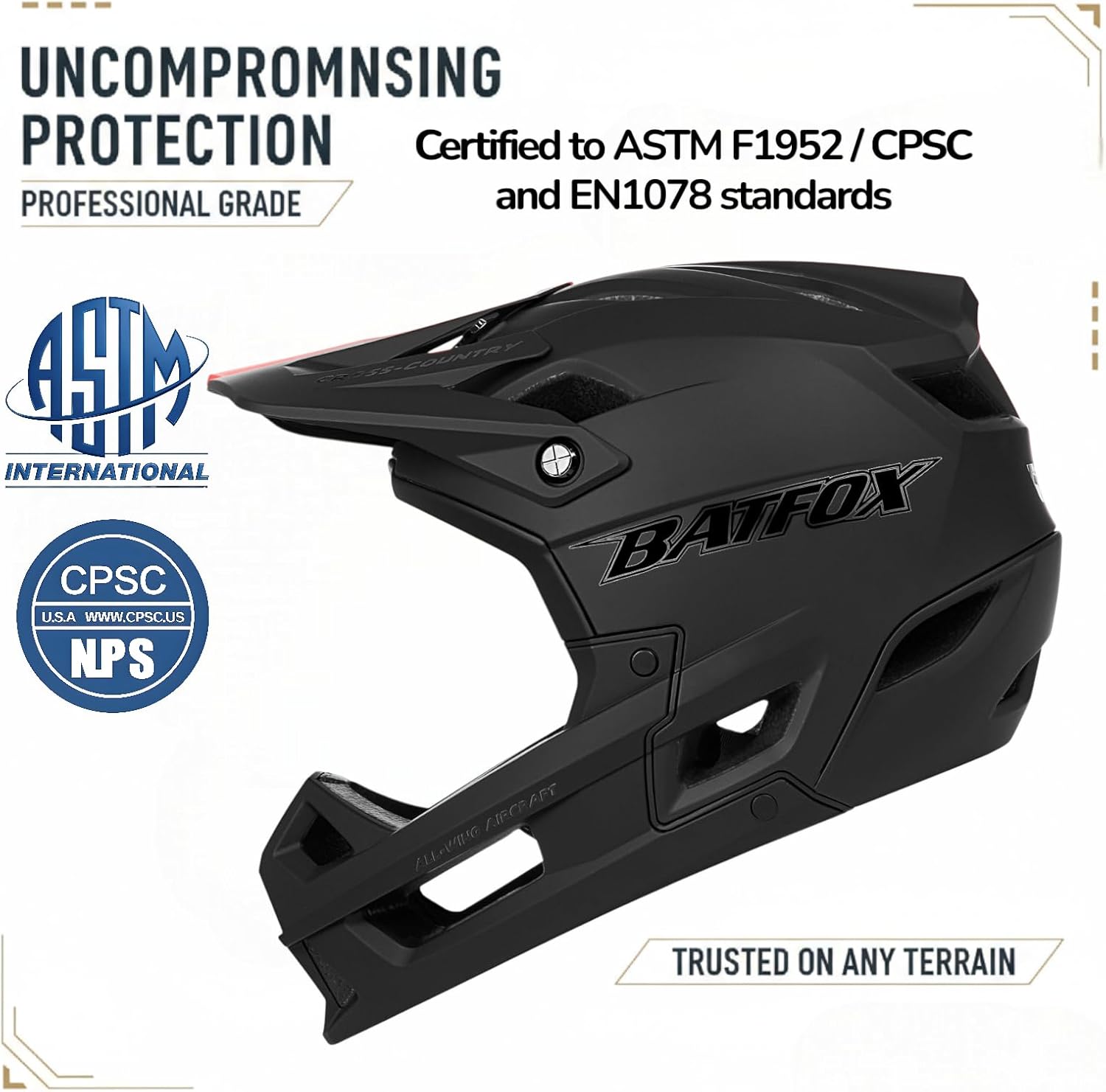 BATFOX Full Face Mountain Bike Helmet for Men Women Adult Helmet Downhill DH BMX MTB - Image 3