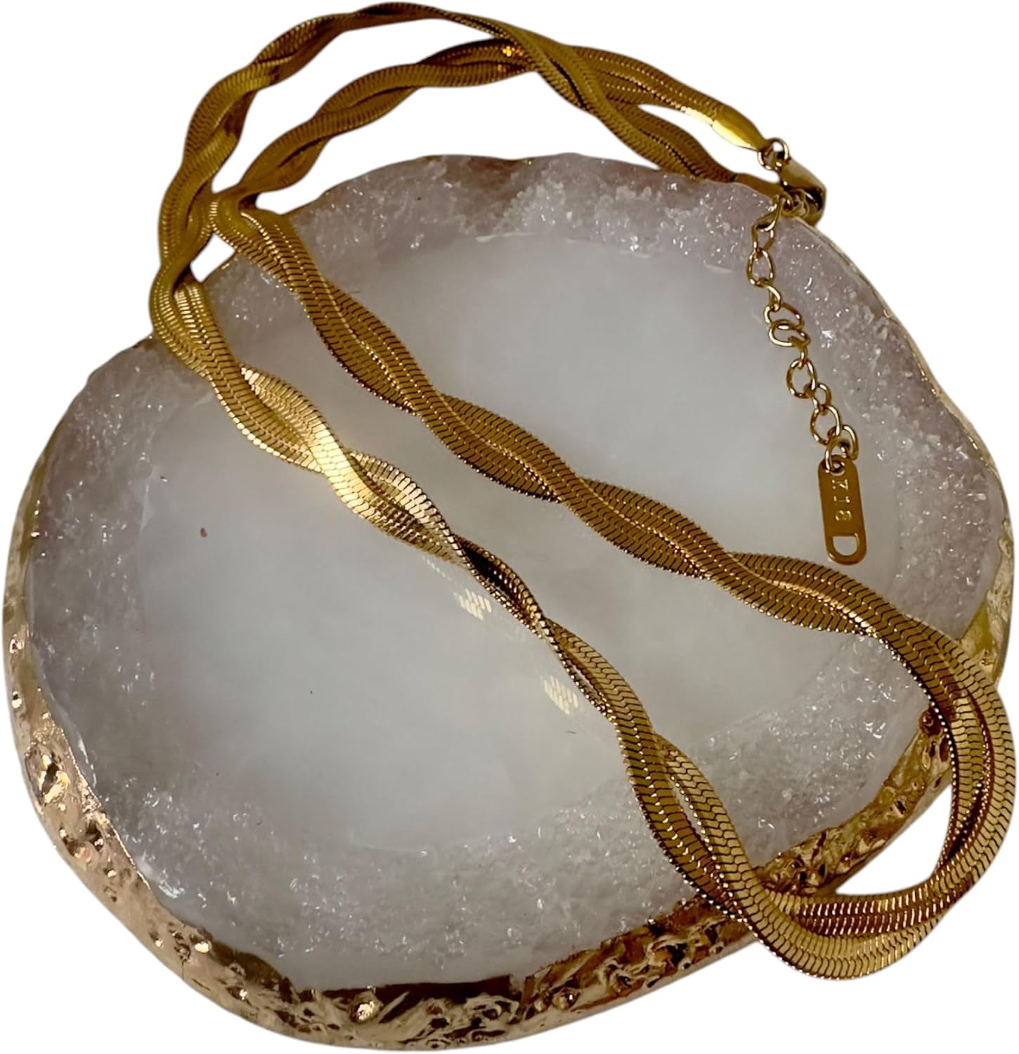 18K Gold-Plated Twisted Snake Herringbone Chain Necklace for Women - 18", Double Chain, Stainless Steel, Non-Tarnish, Hypoallergenic, Dainty Everyday Jewelry - Image 5