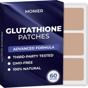 MONIER Glutathione Patches (Pack of 60) – 100% Natural Patch for Women and Men – with Magnesium – Energy, Focus & Body Support – Enhanced Formula