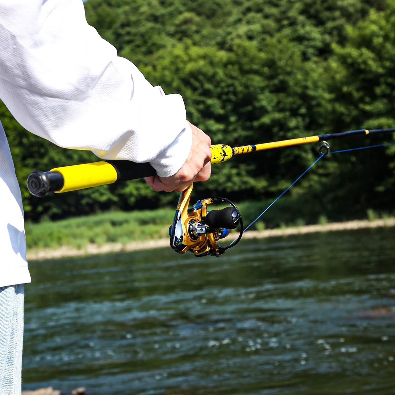 Sougayilang Spinning Reel and 2-Piece Fishing Rod Combo, Durable Graphite & Fiberglass Rod, Split-Grip Cork Handle,Right/Left Handle Position - Image 6