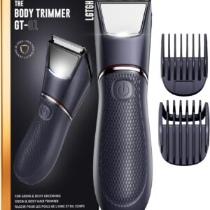 Body Trimmer for Men: Pubic Hair Trimmer with Mirror & LED Light – IPX7 Waterproof Wet or Dry Use for Chest/Back/Groin -Ceramic Blades & Travel Lock – No Nicks/Cuts Ball Shaver, Valentine’s Day gifts