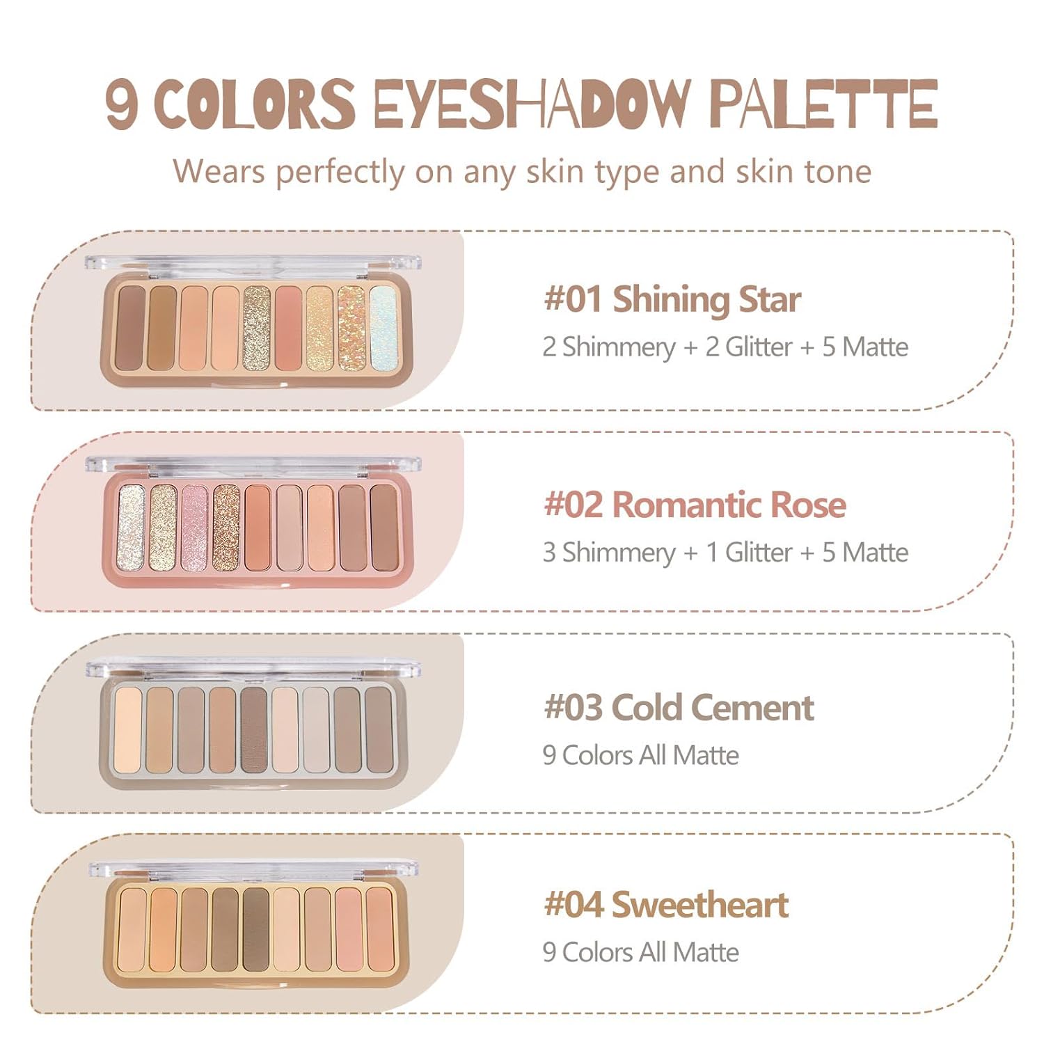 9 Colors Matte Eyeshadow Palette, High Pigmented Natural Nude Eye Shadow Makeup Palette Ultra-Blendable, Long Lasting Eyeshadow Pallete with 3 Eyeshadow Brush for Women - Image 7